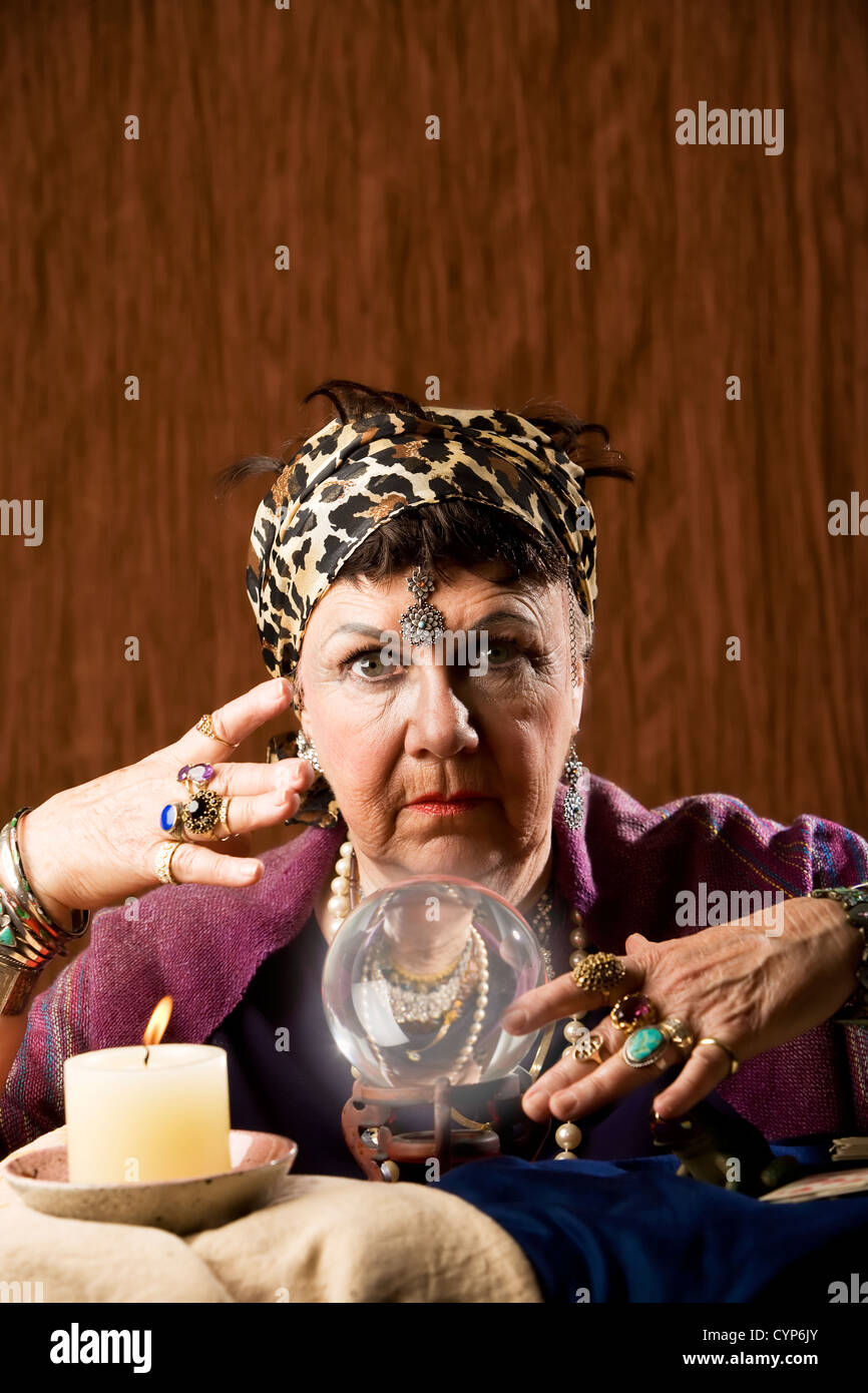 Female gypsy fortune teller with a crystal ball Stock Photo Alamy