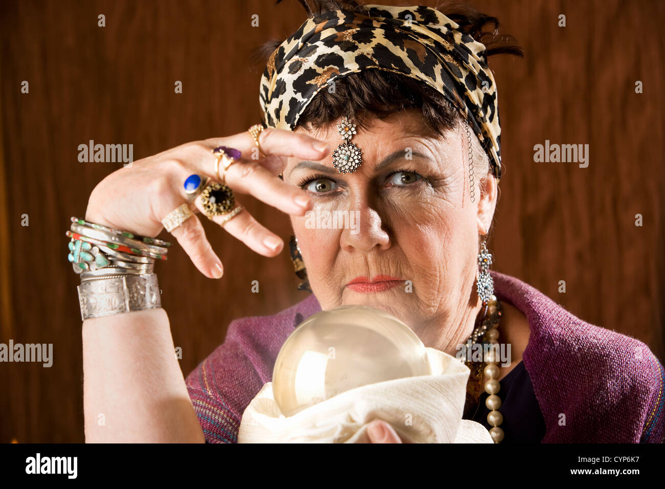 Female gypsy fortune teller with a crystal ball Stock Photo Alamy
