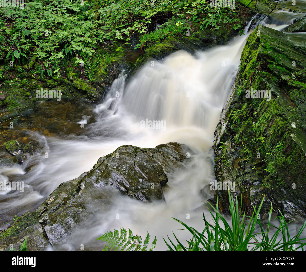Waterfall on the Kirkton Burn, Balquhidder, Scotland Stock Photo