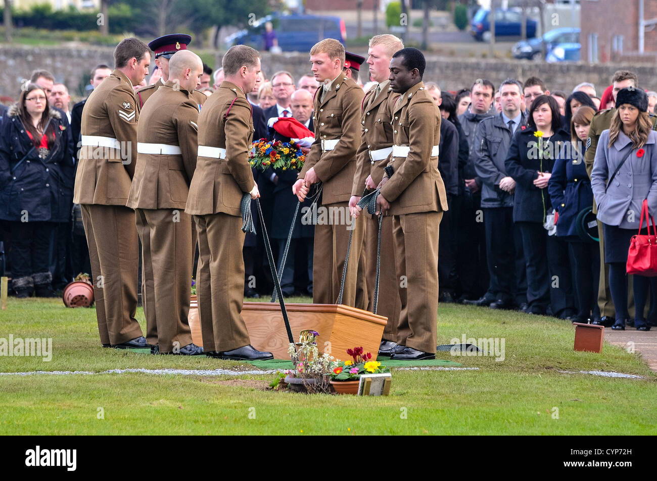 8th November 2012, Comber, Northern Ireland.  Over 1000 mourners attended the funeral of Corporal Channing Day (25) of 3 Medical Regiment, who was fatally injured in a gun battle while serving in Afghanistan.She was the third British woman to have died while serving in Afghanistan since 2001. Stock Photo
