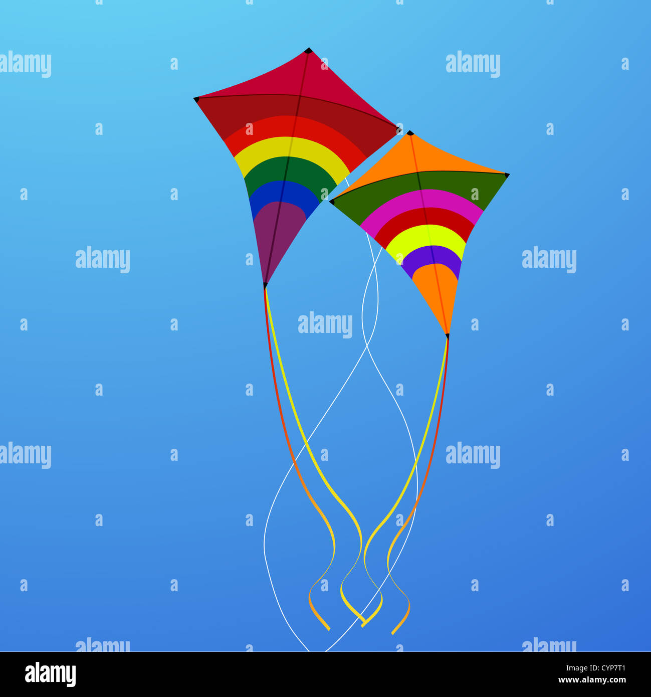 Illustration flying kites hi-res stock photography and images - Alamy