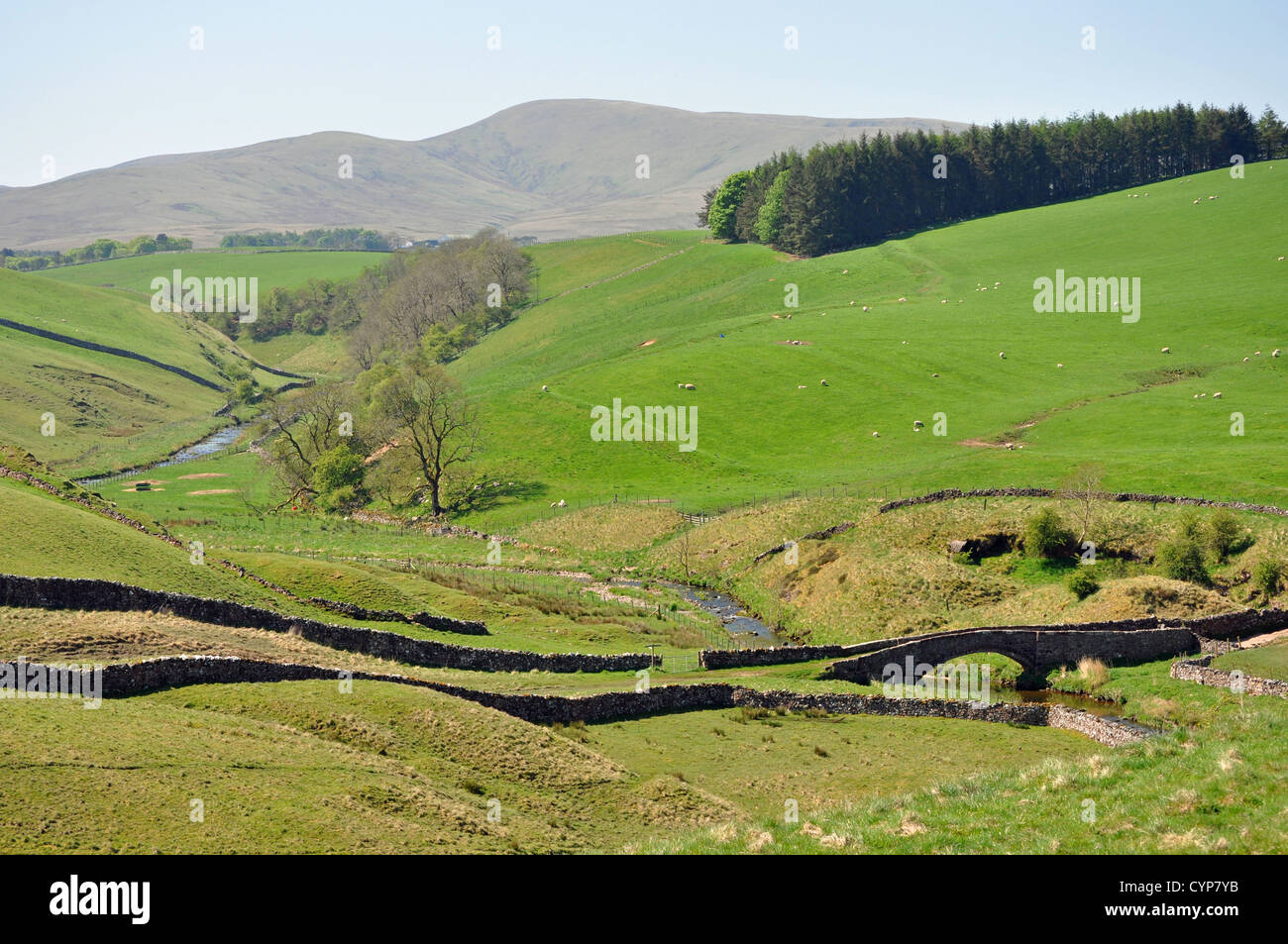 Landscape picture of portion of Coast to Coast walk near Kirkby Stephen in Cumbria. Stock Photo