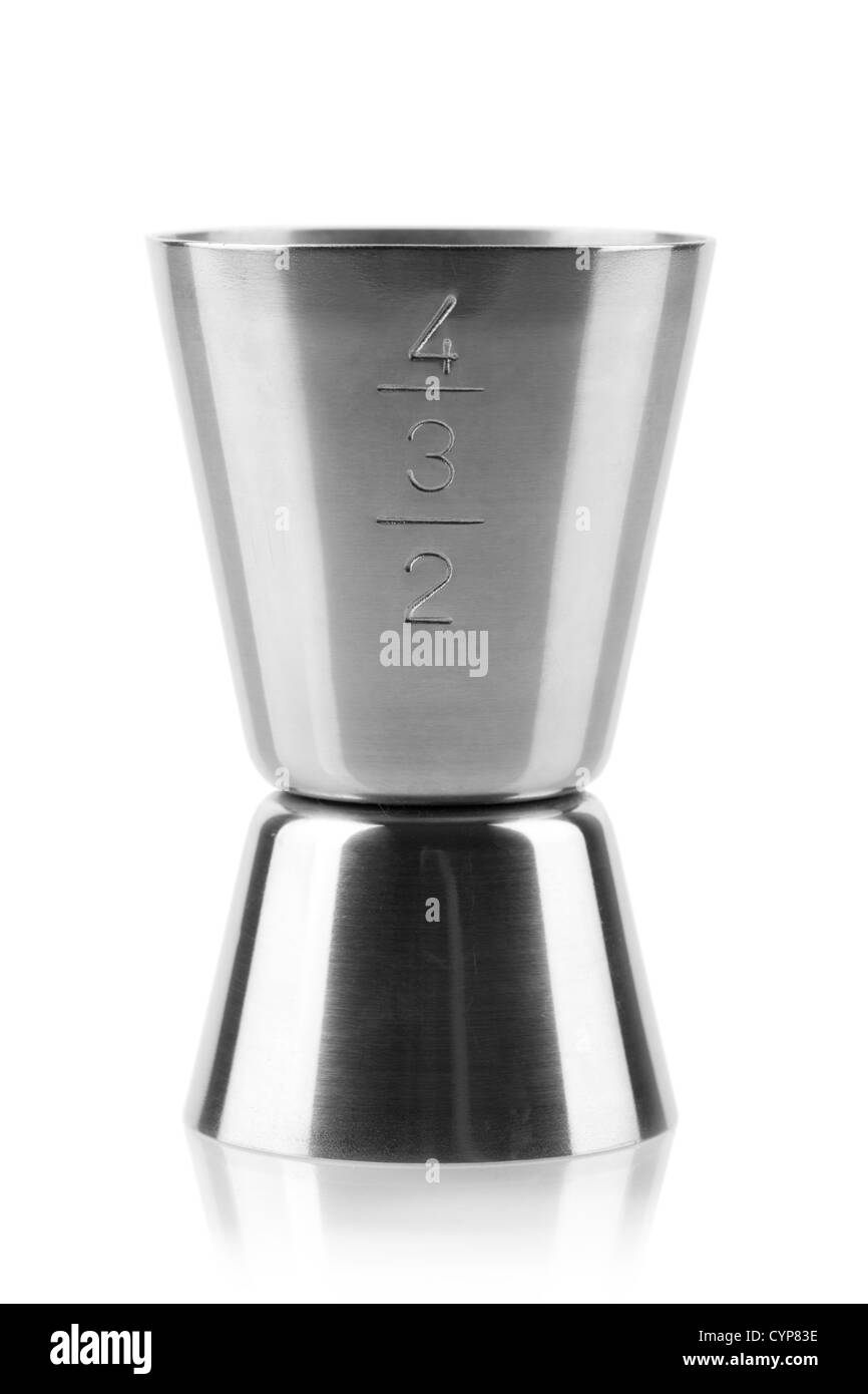 Measuring cup for making cocktails. Isolated on white background Stock