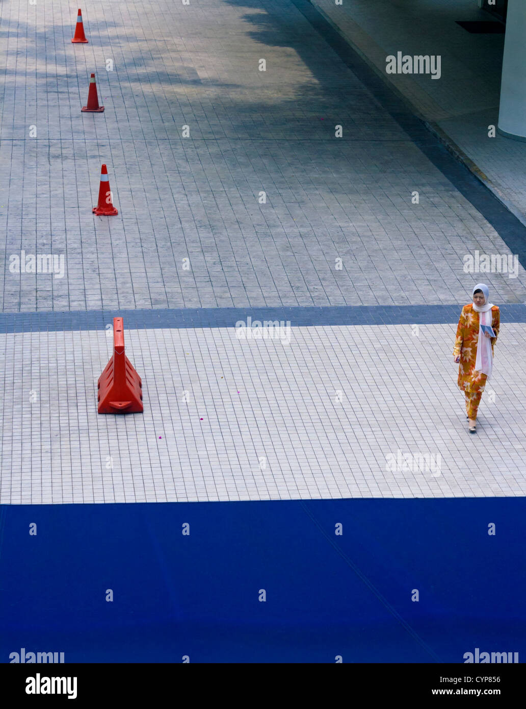 Traffic Cones and Muslim Woman Stock Photo Alamy