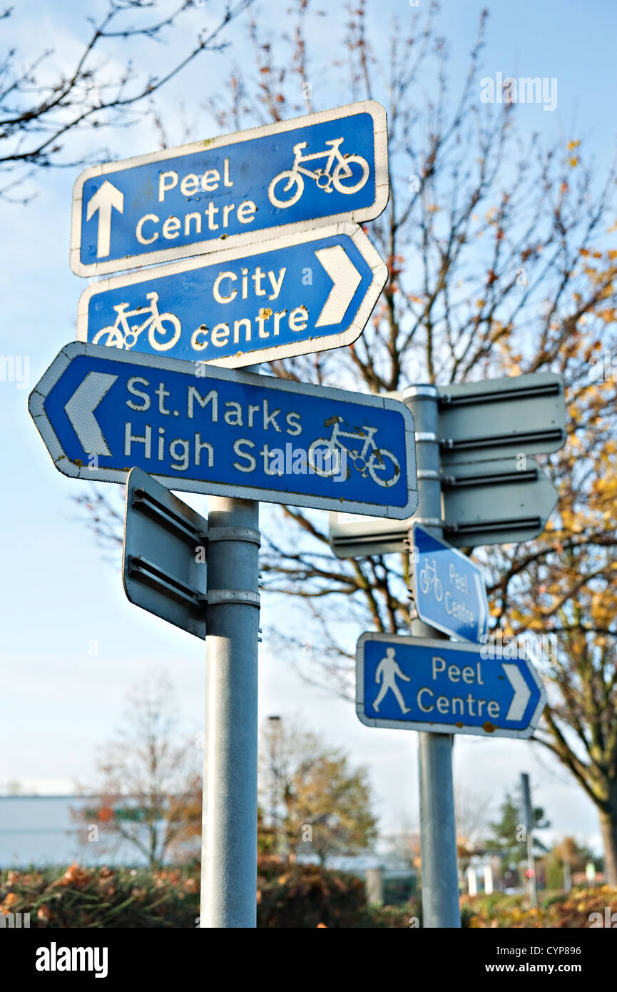 Lots of road signs, Lincoln, UK Stock Photo