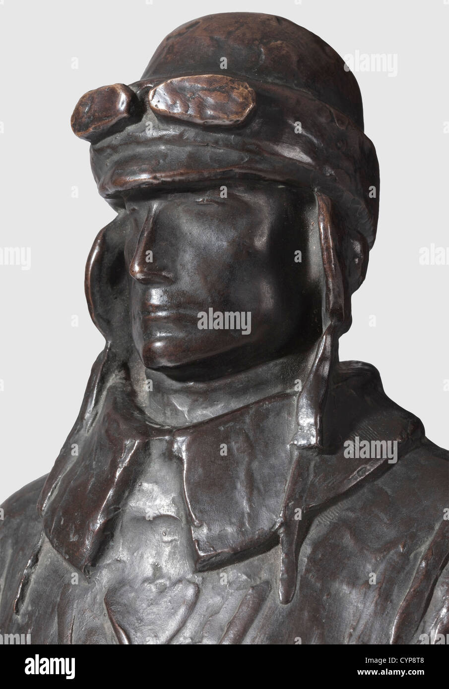 Milan Rastislav Stefánik (1880 - 1919) - a bronze figure, of the Slovakian politician and fighter pilot of the French Air Force in the First World War in flight gear. Height 76 cm, the base signed 'B. Kafka 1928' and with the foundry mark 'K. Bartak Praha XI'. M. R. Stefánik was a politician, astronomer, diplomat, adventurer, and officer who rose to the rank of general in the French armed forces. 1916 co-founder of the Czechoslovakian National Committee, at the begin of the war fighter pilot in Serbia, shot down with his aircraft in 1919 under unclear circumsta, Stock Photo