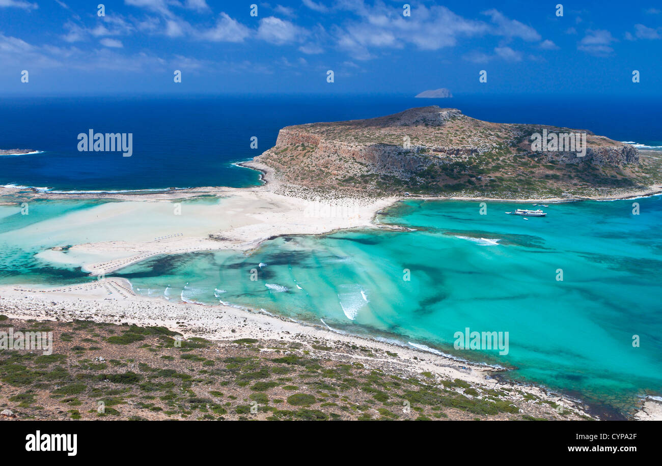 Balos bay at Crete island in Greece. Area of Gramvousa. Stock Photo