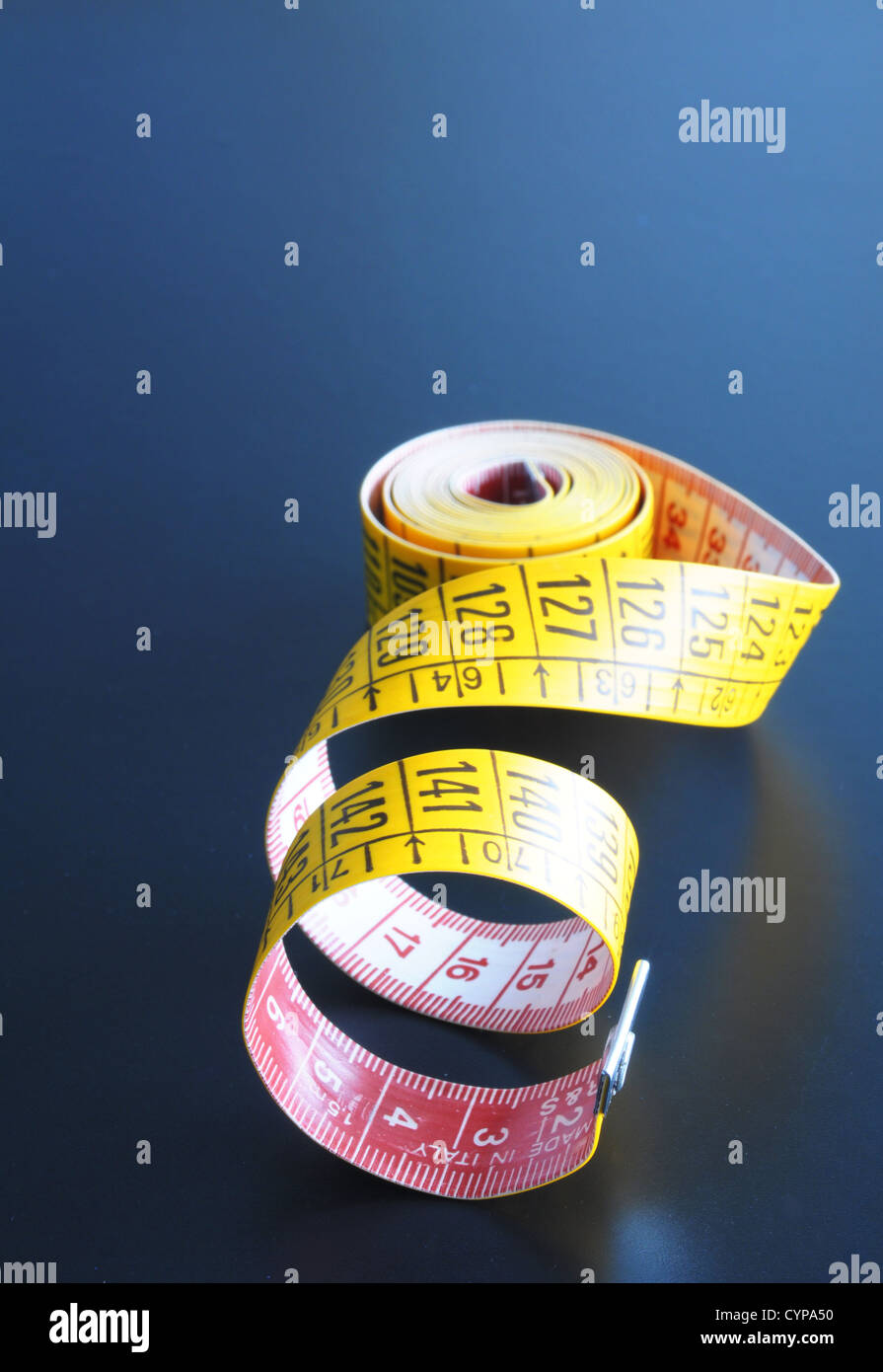 measuring tape showing diet or taylor concept Stock Photo