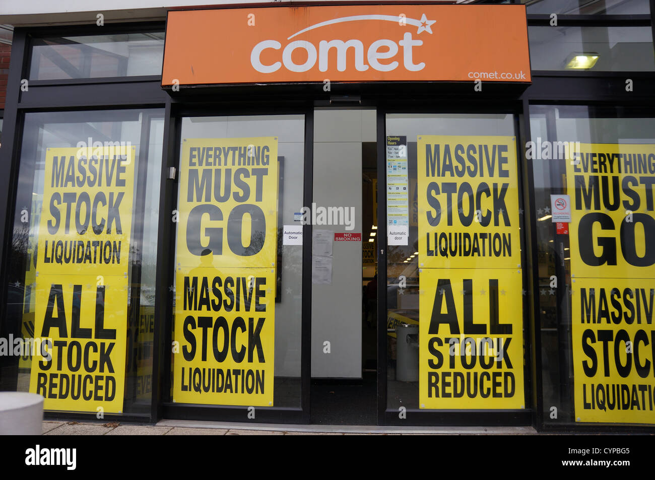 Comet Store front of Comet in Worcester UK on the first day of their liquidation sale