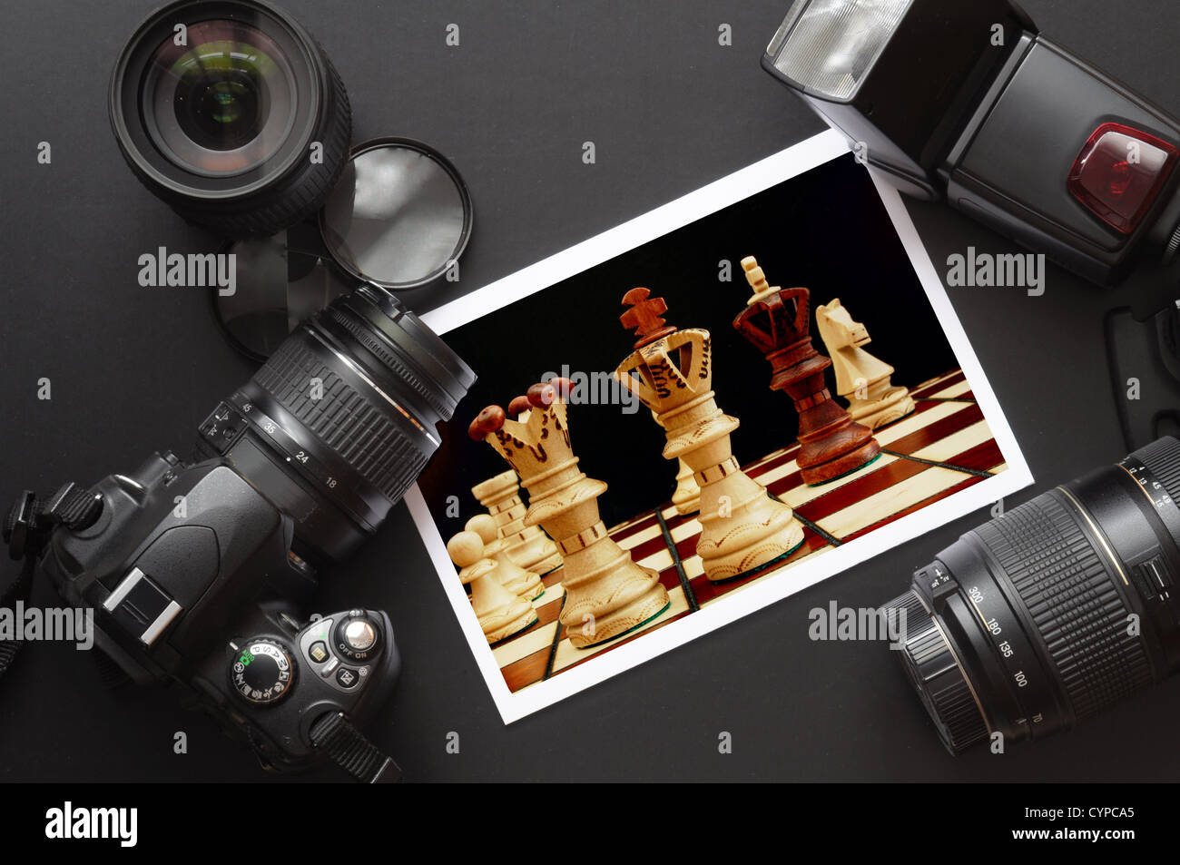 photography equipment like dslr camera  and image Stock Photo