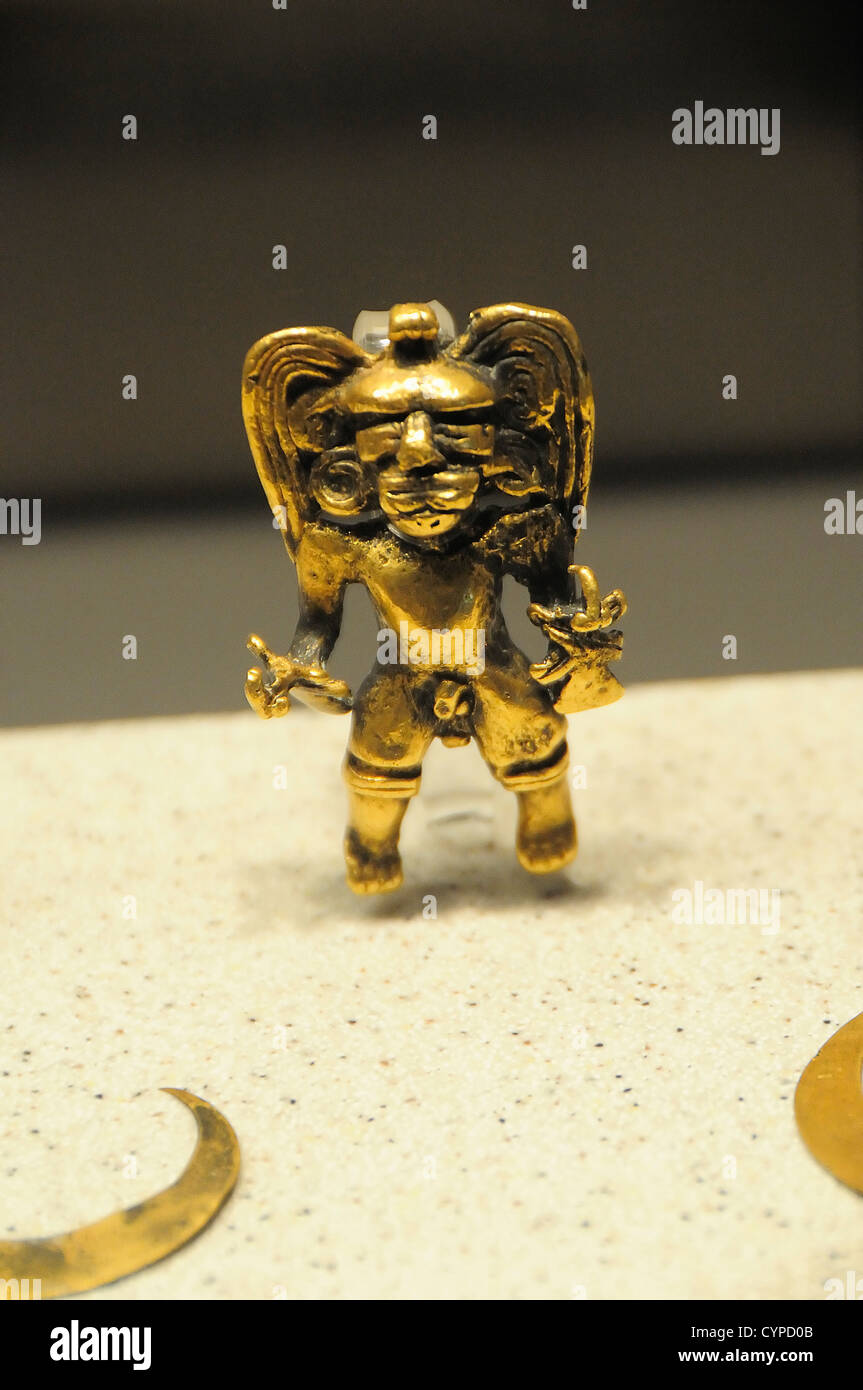 Museo Nacional de Antropologia, Small gold figure.  American  Hispanic Latin America Latino Stock Photo