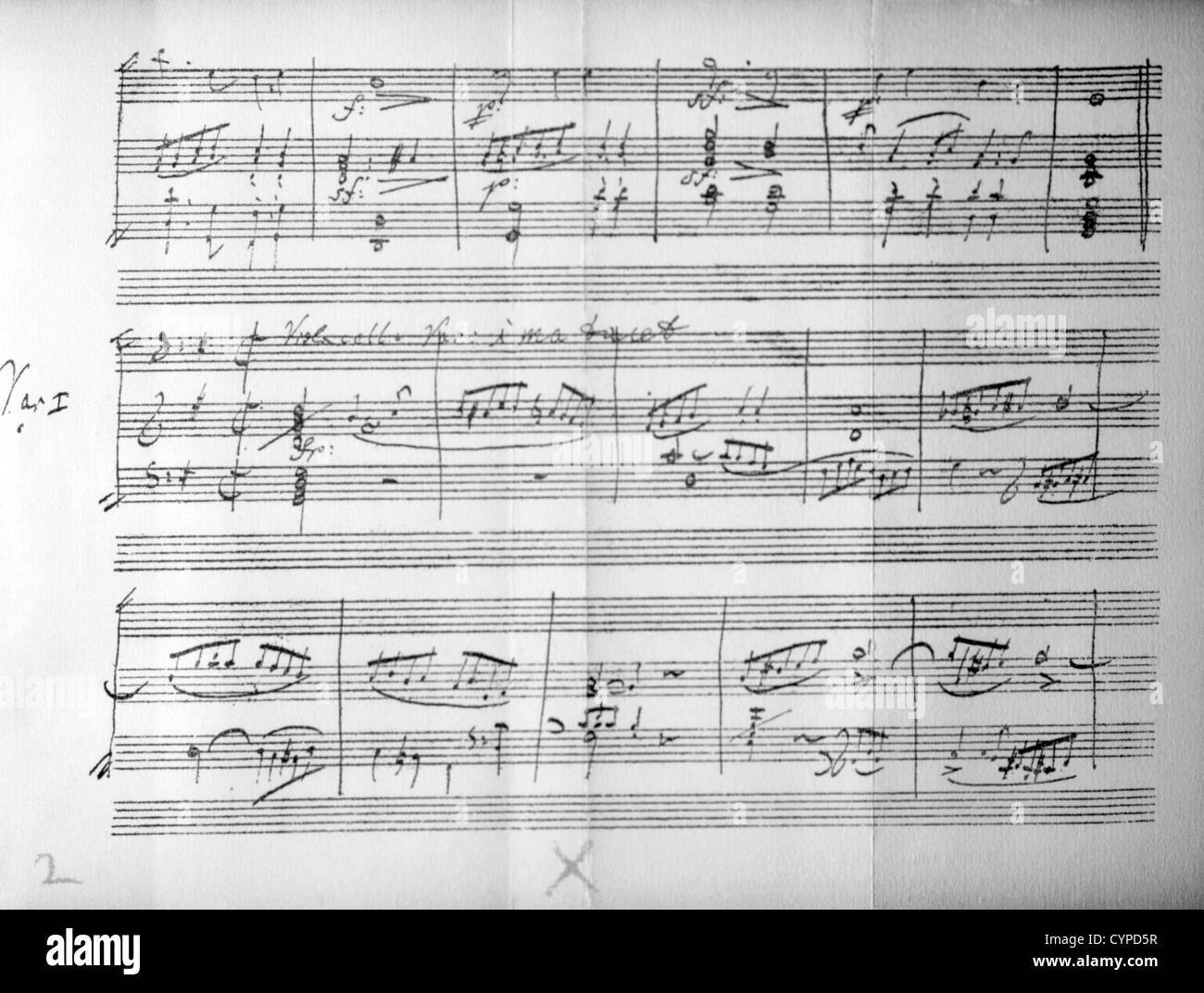Music Manuscript from Beethoven, Variations on a Theme by Handel Stock Photo