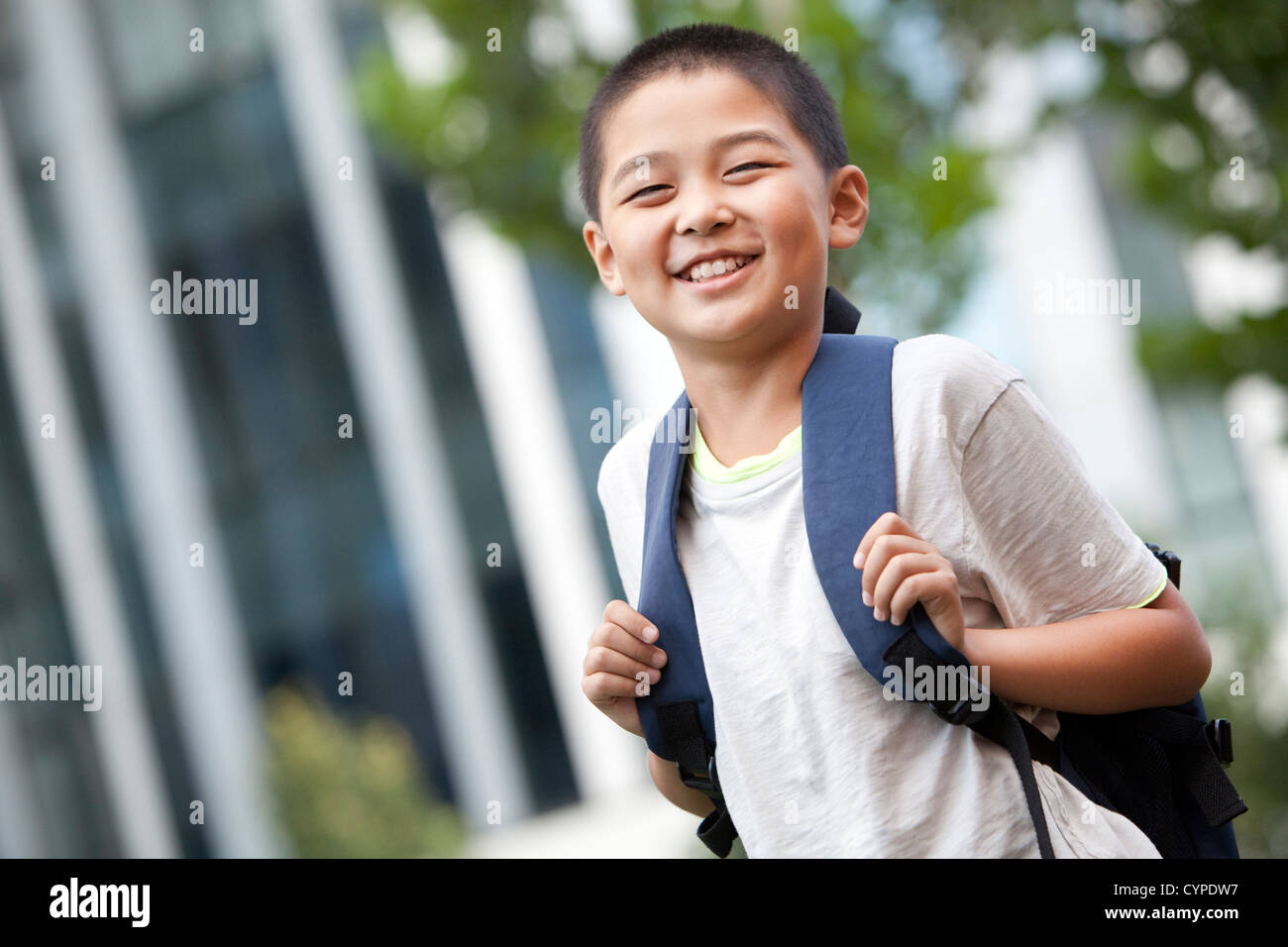Happy student boy school bag hi-res stock photography and images - Alamy