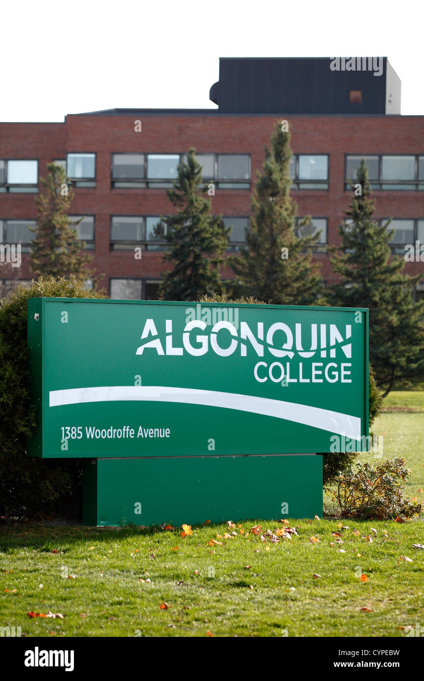 Algonquin College Sign On Their Campus In Ottawa Canada, A Vocational