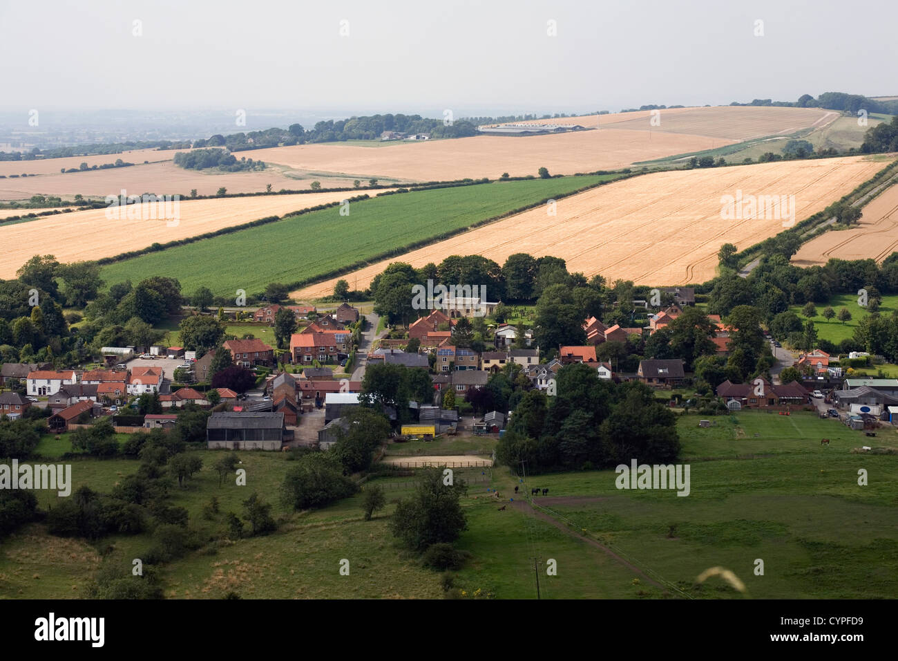 The village of Millington from the Wolds Way and Minster Way Yorkshire