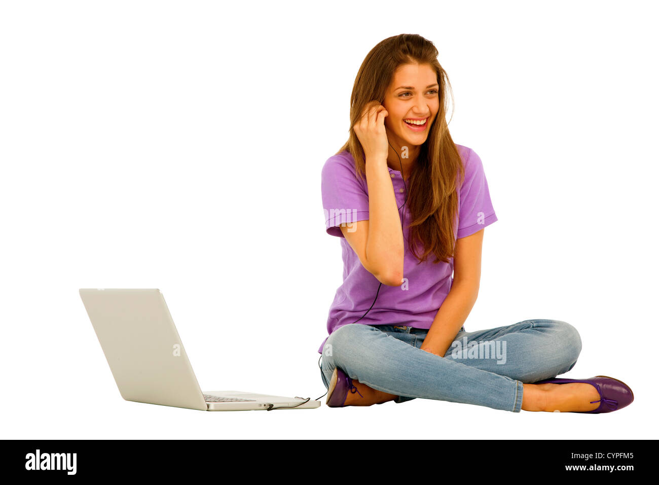 teenage girl with laptop Stock Photo - Alamy