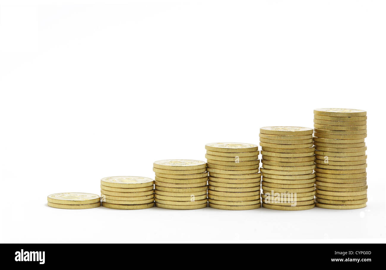coins, displaying a grwoing Stock Photo