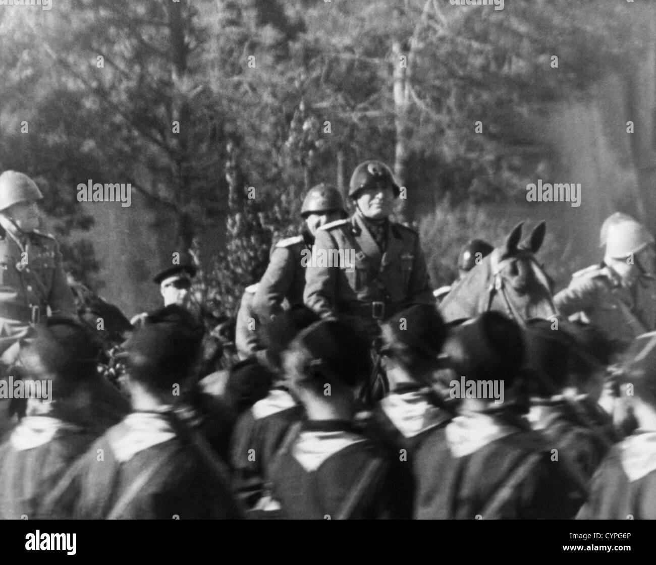 Benito Mussolini on Horseback, Circa 1935 Stock Photo