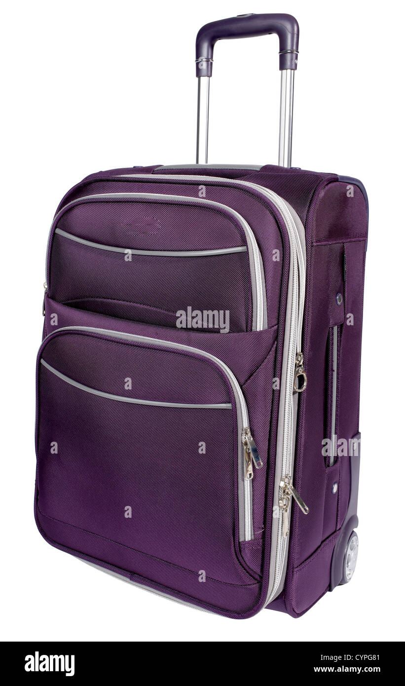 Purple carry on suitcase Stock Photo