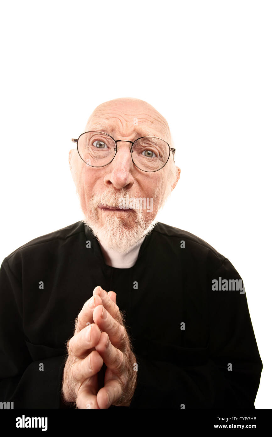 Funny Priest with Hands Folded in Prayer Stock Photo - Alamy
