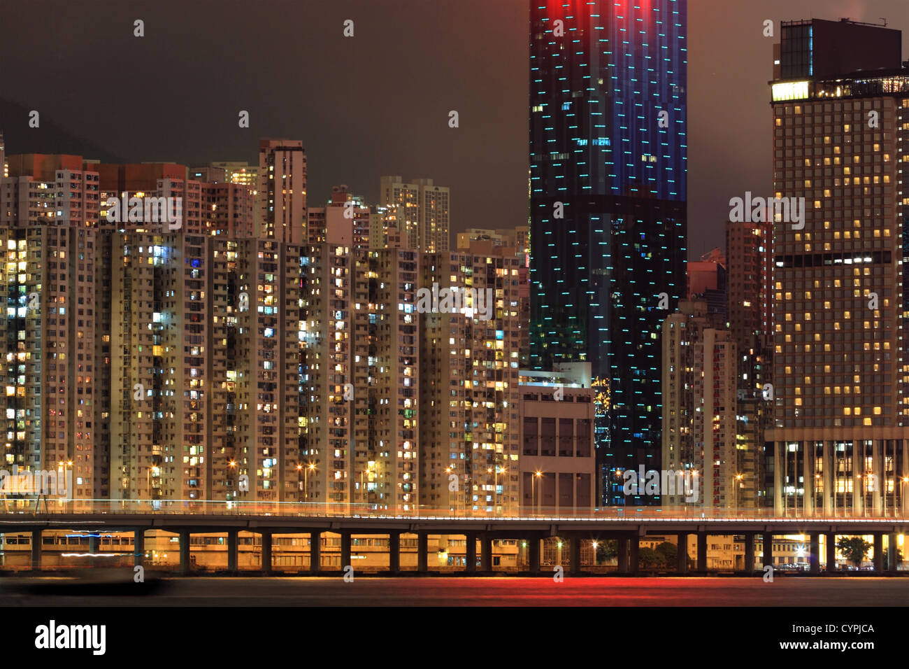 residential buildings at Hong Kong in night Stock Photo - Alamy