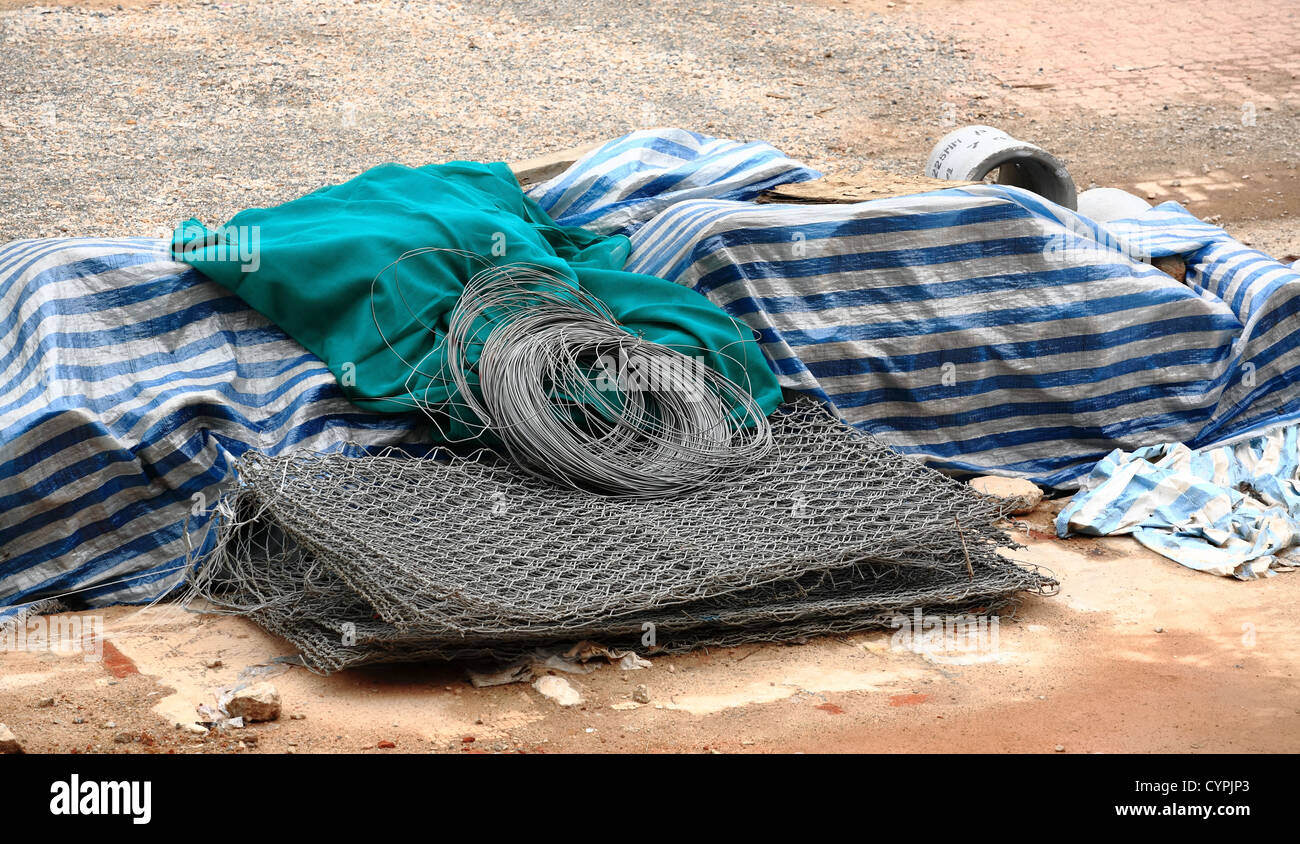 Building material at construction site Stock Photo