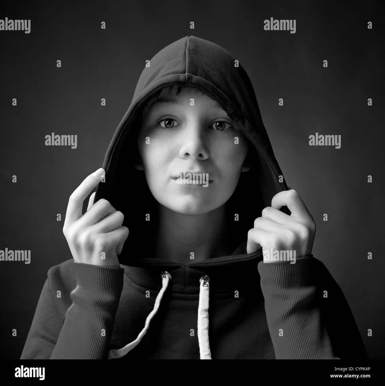 young beautiful woman in the cape  (studio shop) Stock Photo