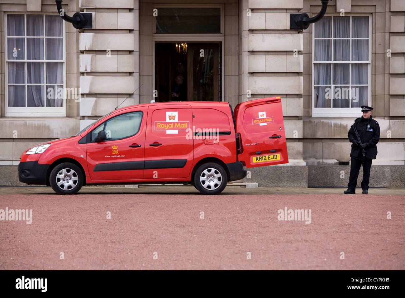 Postal / Post Office delivery van at Buckingham Palace, protected by