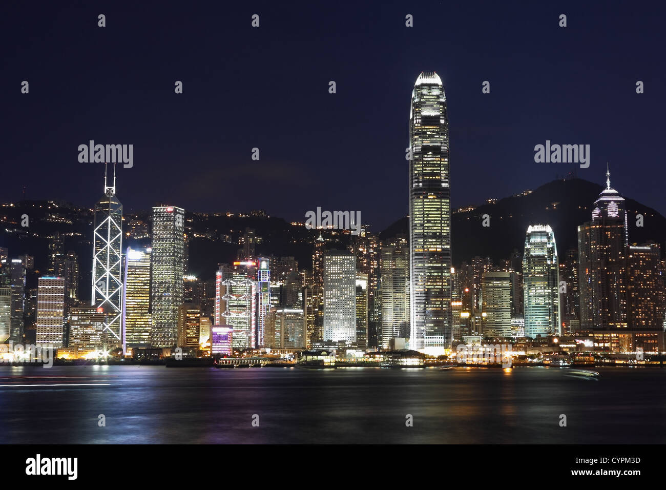 Hong Kong island photographed from Kowloon at night Stock Photo - Alamy