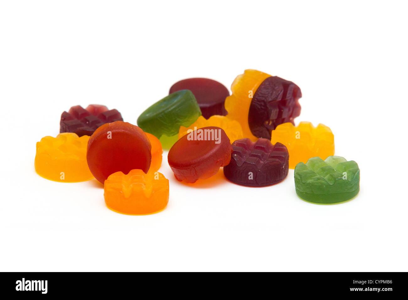 Colourful sweeties on a pure white background Stock Photo