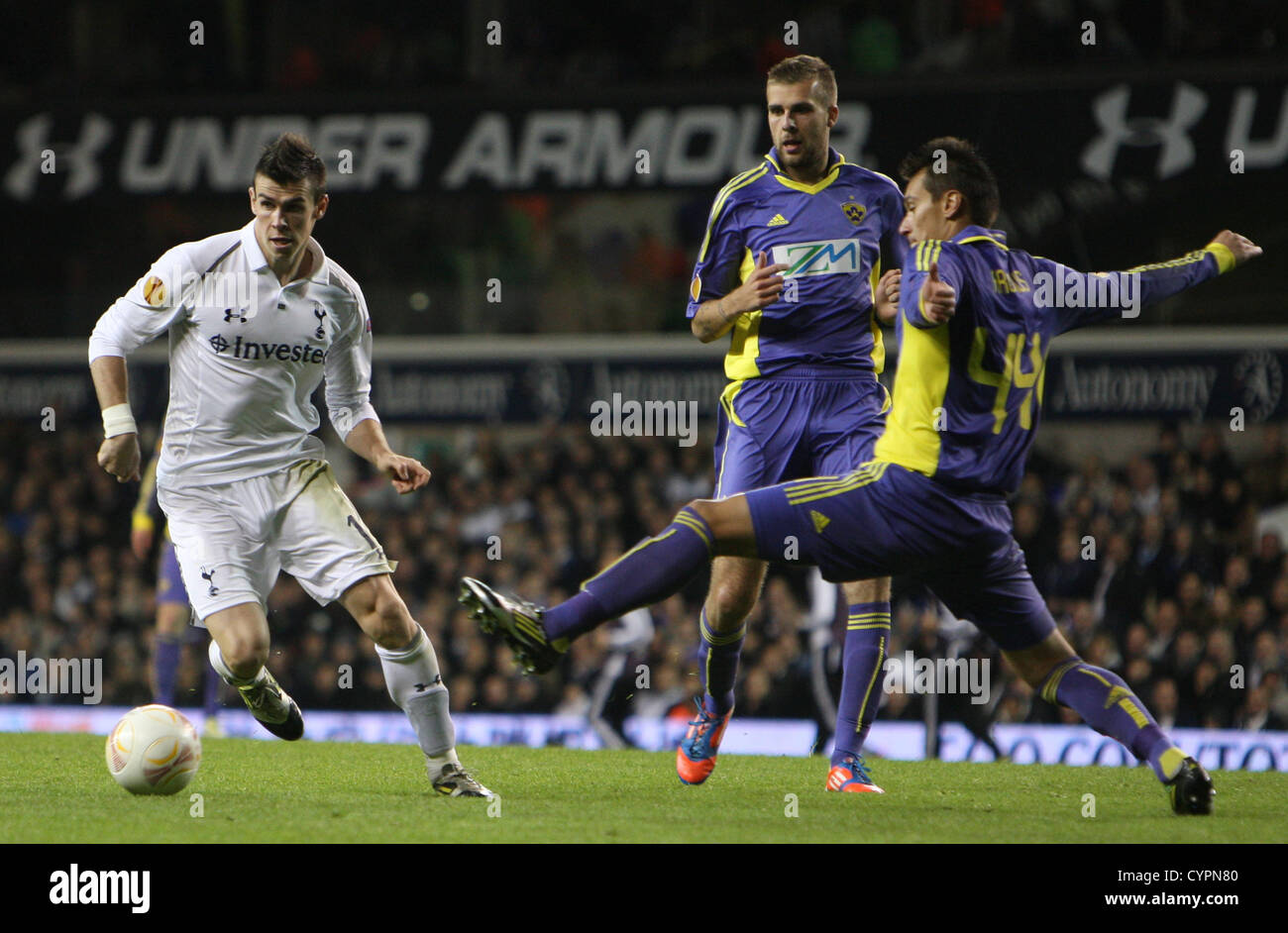 08.11.2012. North London, England.   Gareth Bale of Tottenham Hotspur in action during the Europa League Group J match between Tottenham Hotspur and NK Maribor from White Hart Lane, London Stock Photo