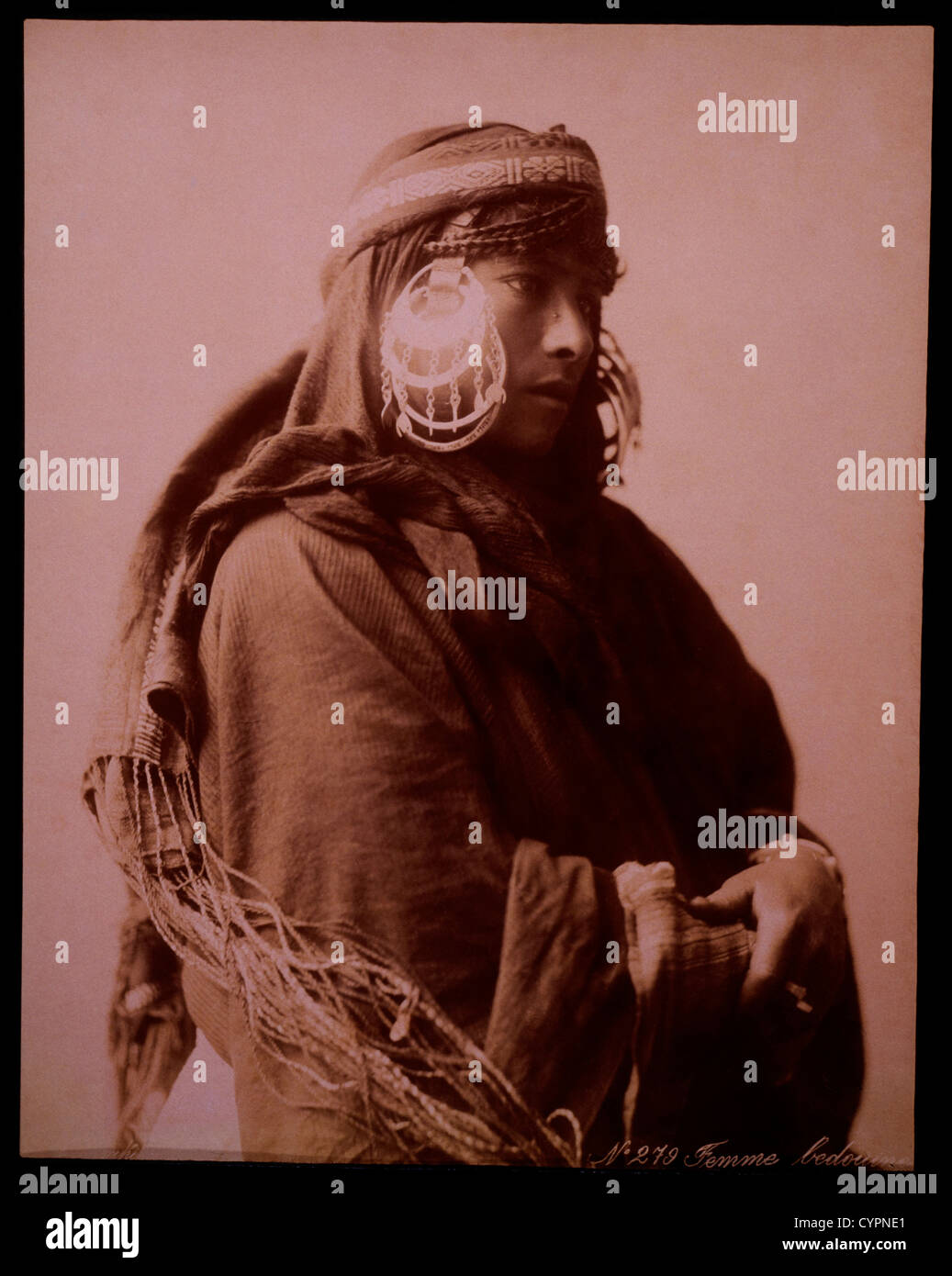 Bedouin Woman, Portrait, Albumen Photograph, Circa 1880 Stock Photo