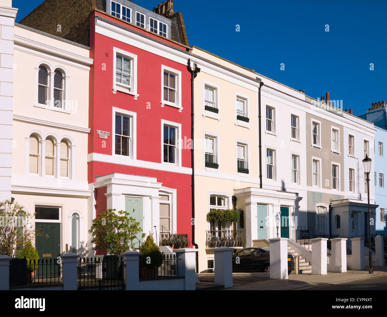Colourful houses Clarendon Road W11 Notting Hill Stock Photo Alamy