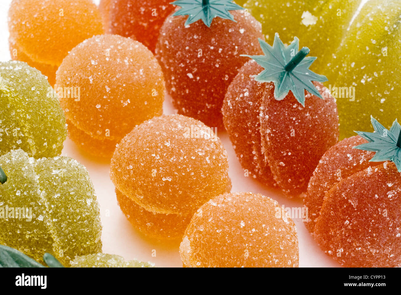 fruit jelly candy and sugar dulces de frutas gominolas y azucar Stock Photo