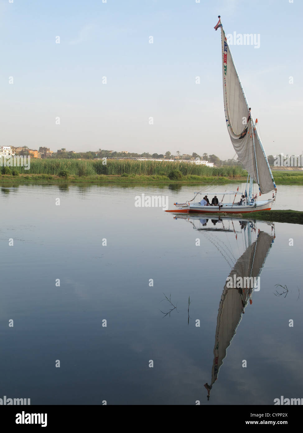 Felucca Sailboat in the Nile River at Luxor Egypt Stock Photo - Alamy