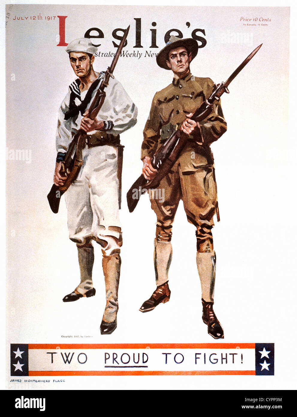 Two Proud to Fight!, Cover of Leslie's Illustrated Weekly News, July 12, 1917 Stock Photo