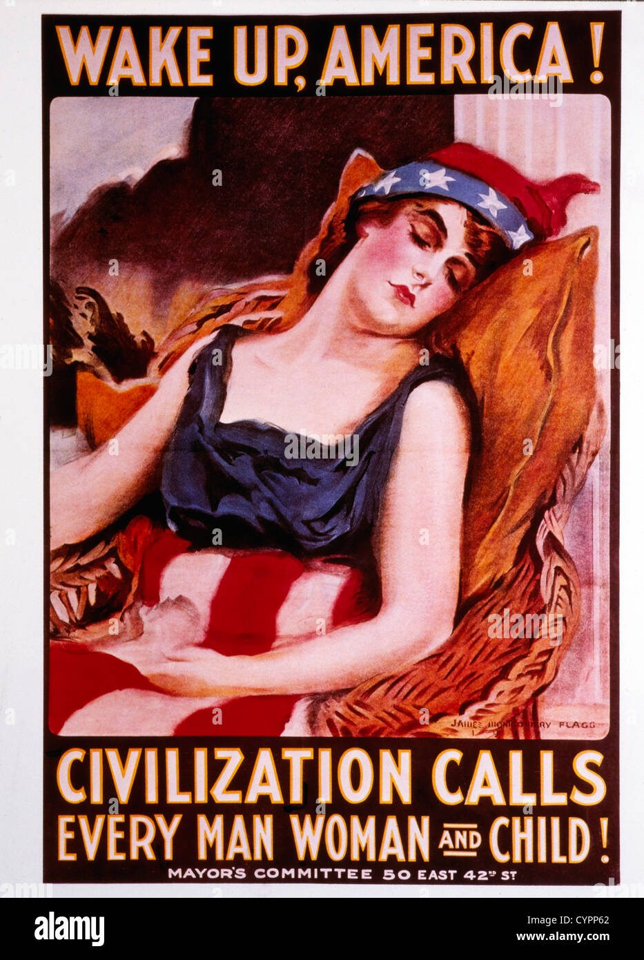 Wake Up America!, World War I Recruiting Poster, 1918 Stock Photo