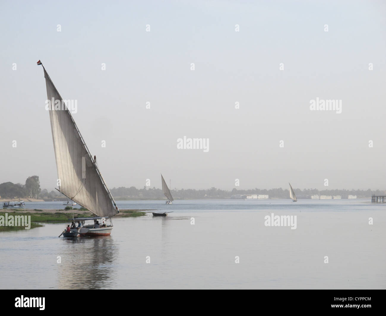 Felucca Sailboat in the Nile River at Luxor Egypt Stock Photo - Alamy