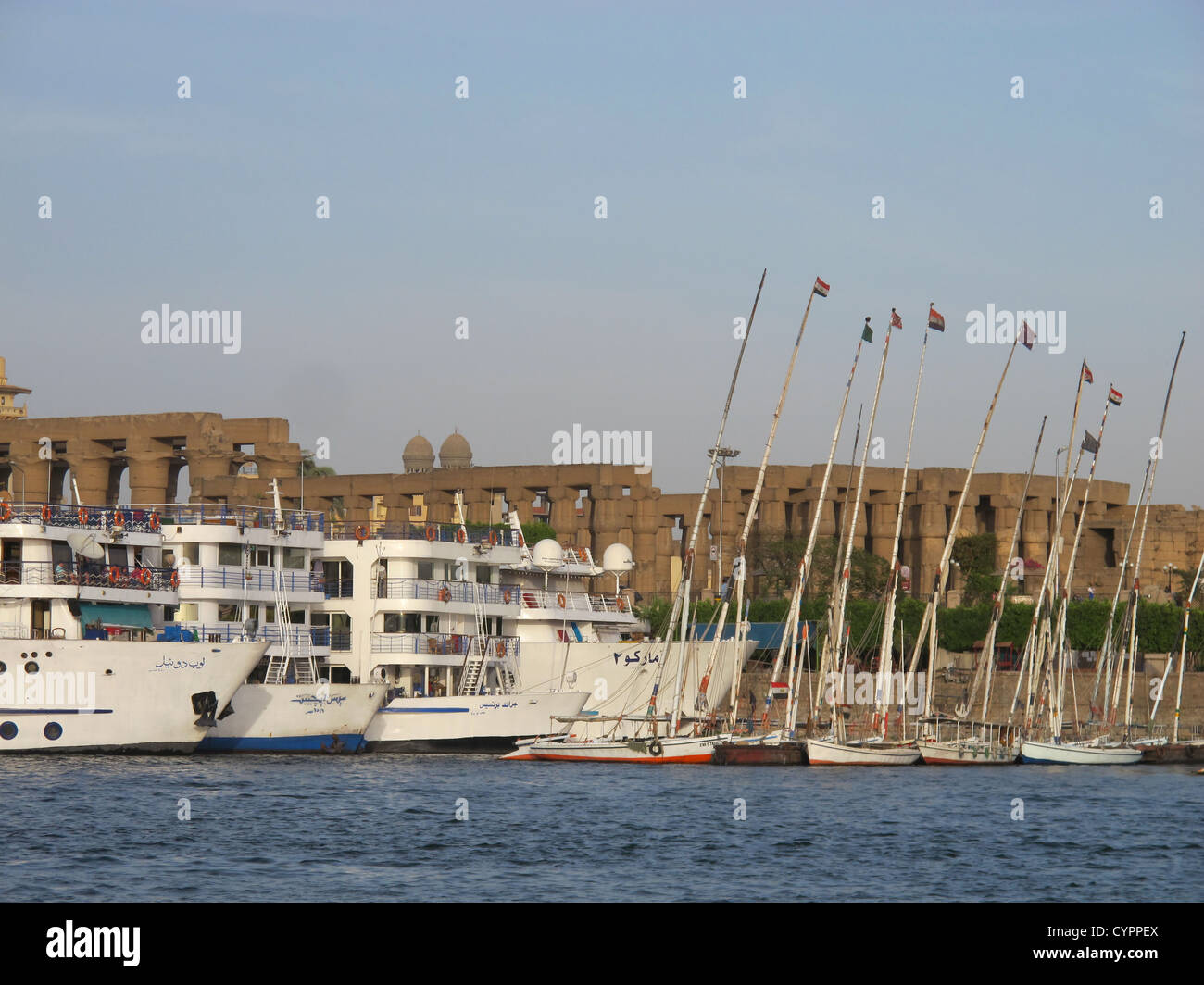 Felucca Sailboat in the Nile River at Luxor Egypt Stock Photo - Alamy