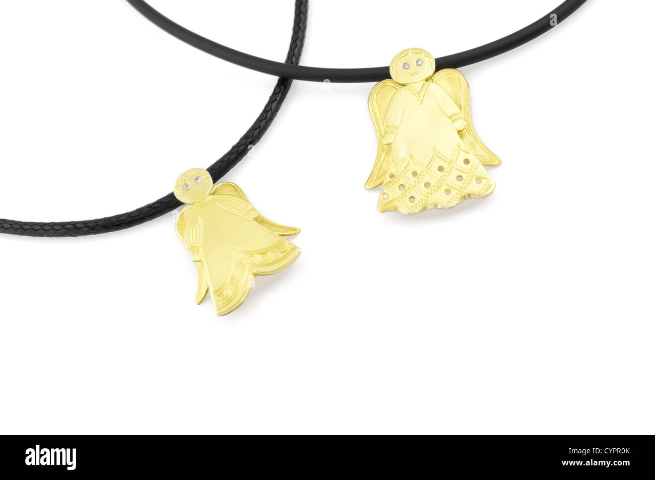 Handmade gold necklaces isolated on white background Stock Photo Alamy