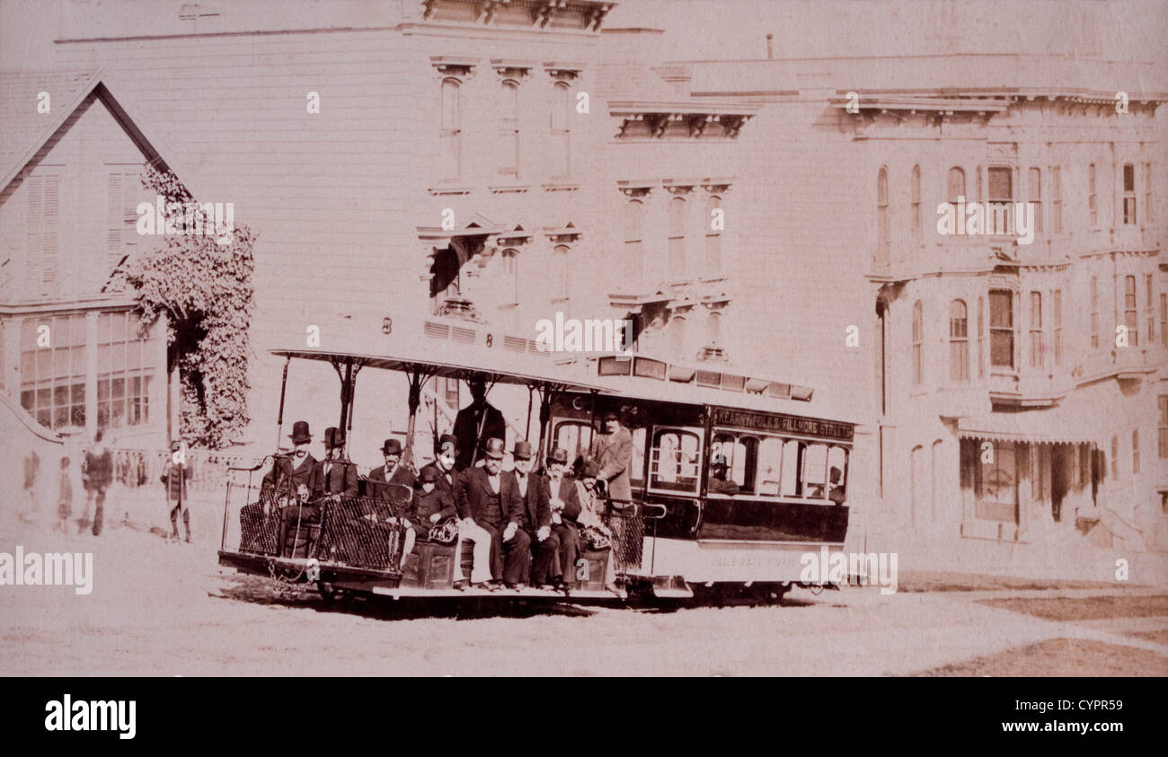Cable Car, San Francisco, California, USA, Albumen Photograph, Circa 1880 Stock Photo
