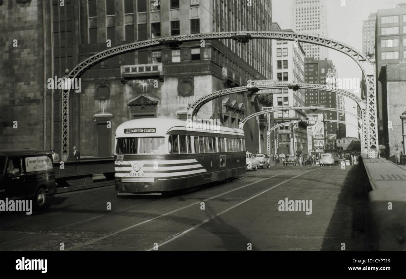 Rail Streetcar, Chicago, Illinois, USA, 1952 Stock Photo
