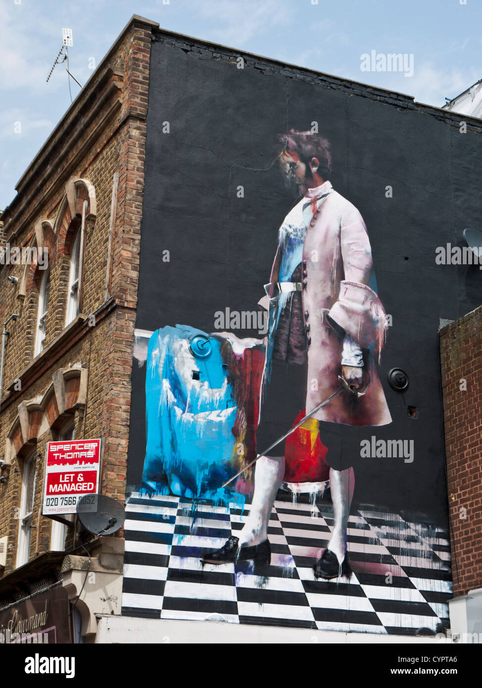Street art by Conor Harrington in Whitecross Street, London. Stock Photo