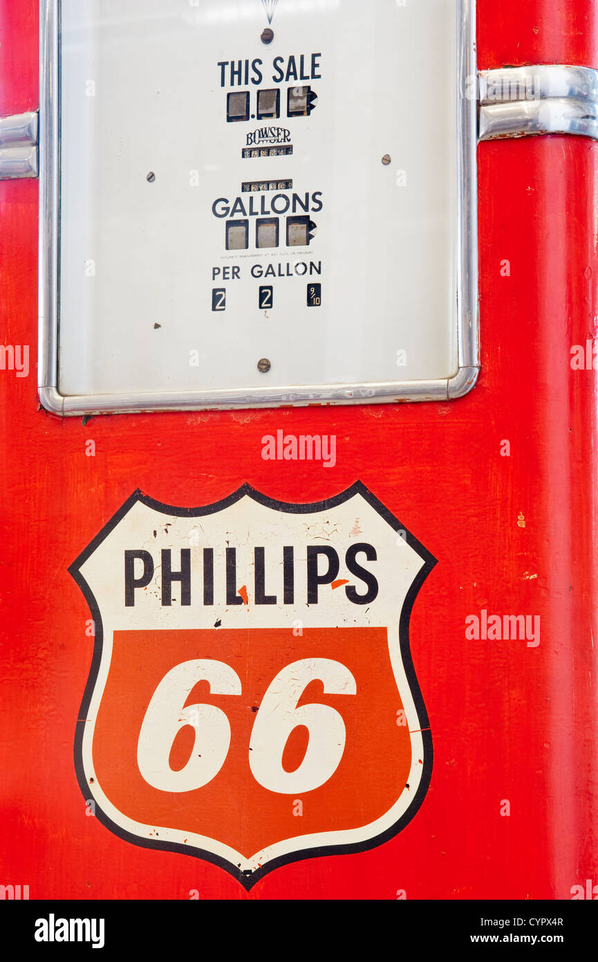 Phillips 66 gasoline pump at the Harley Davidson Museum Milwaukee, Wisconsin. Stock Photo