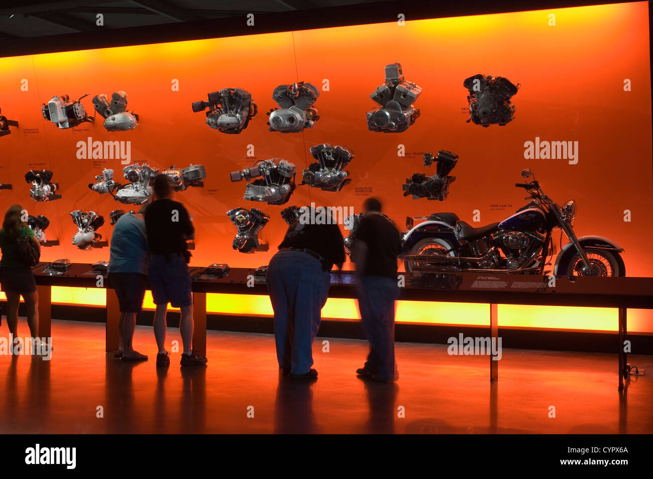 Engine display at the Harley Davidson Museum Milwaukee, Wisconsin. Stock Photo