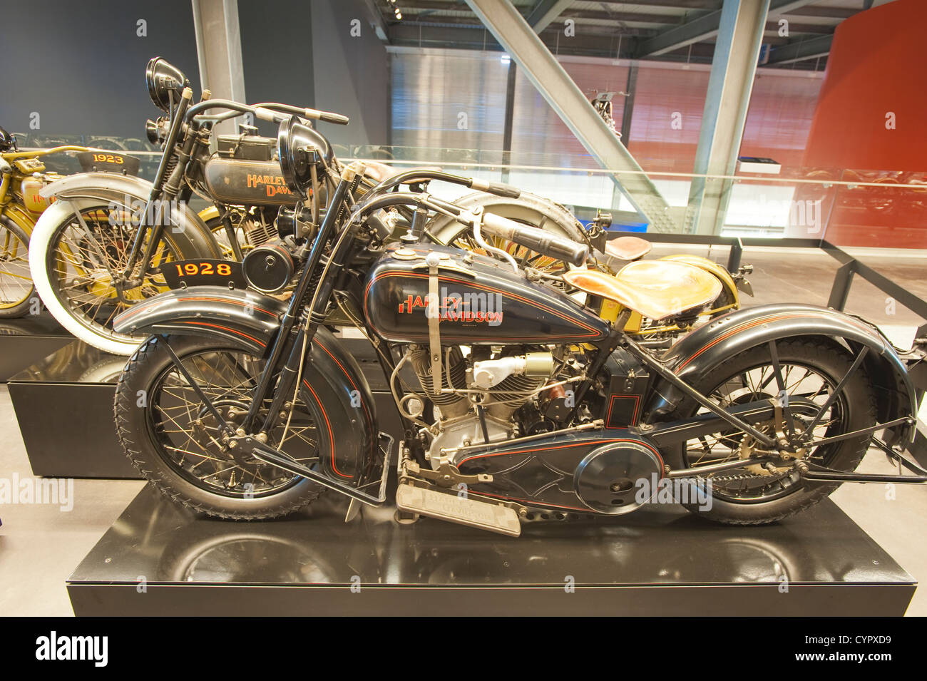 1928 JH F-Head V-Twin Harley Davidson Museum, Milwaukee, Wisconsin. Stock Photo