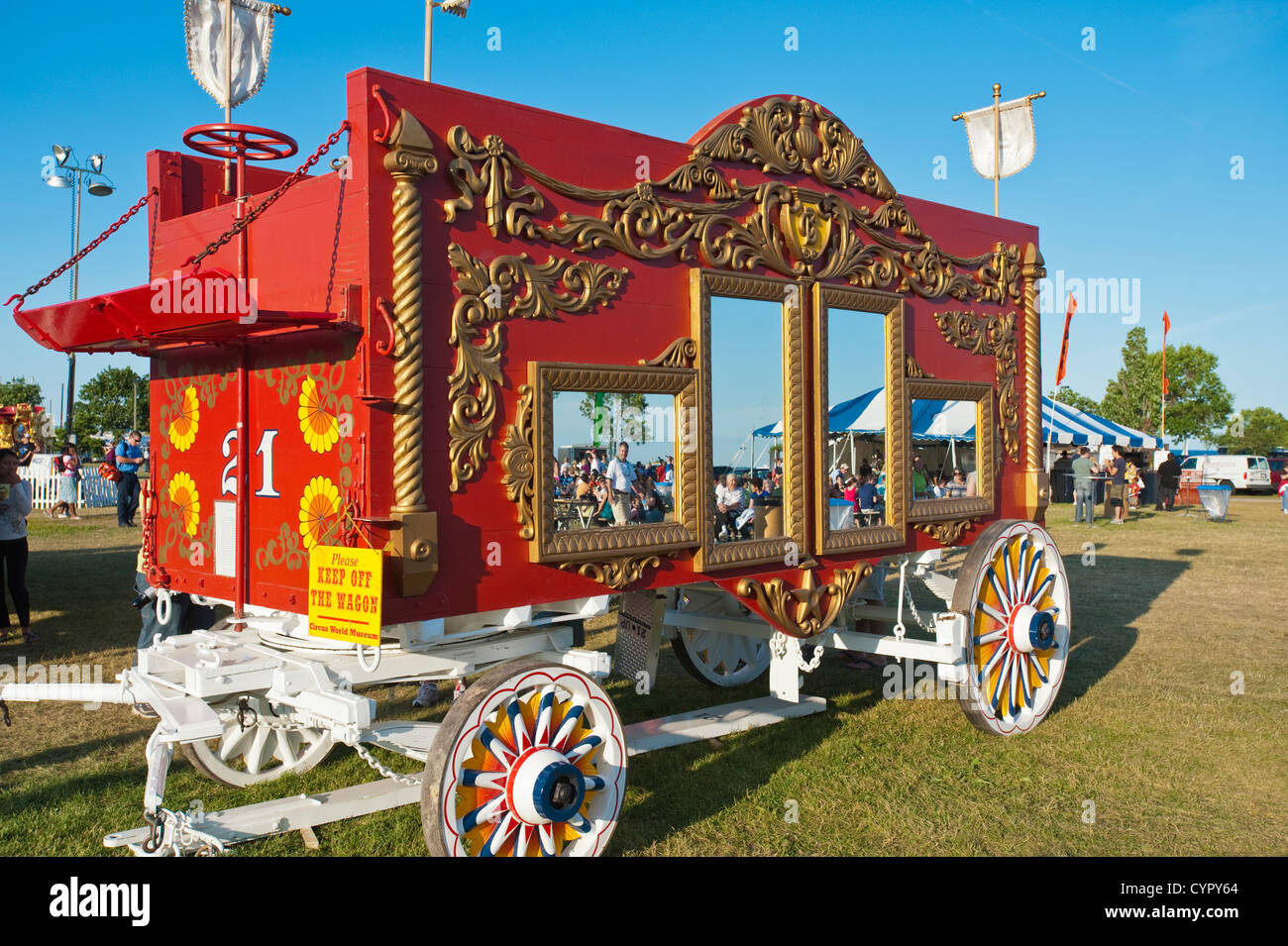 Vintage antique old circus wagon at the annual Great CIrcus Parade, Milwaukee, Wisconsin. Stock Photo