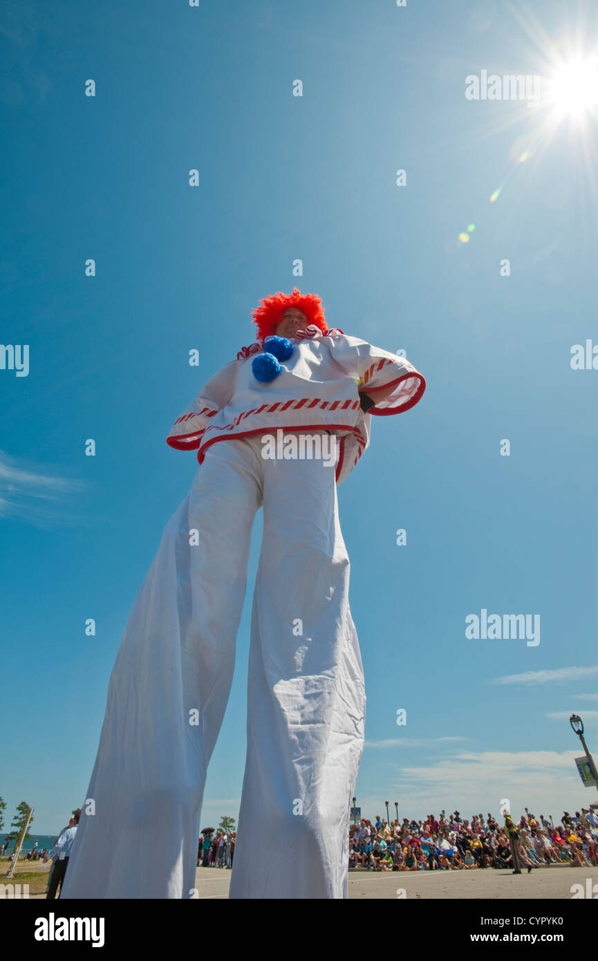 Clown on stilts at the annual Great CIrcus Parade, Milwaukee, Wisconsin