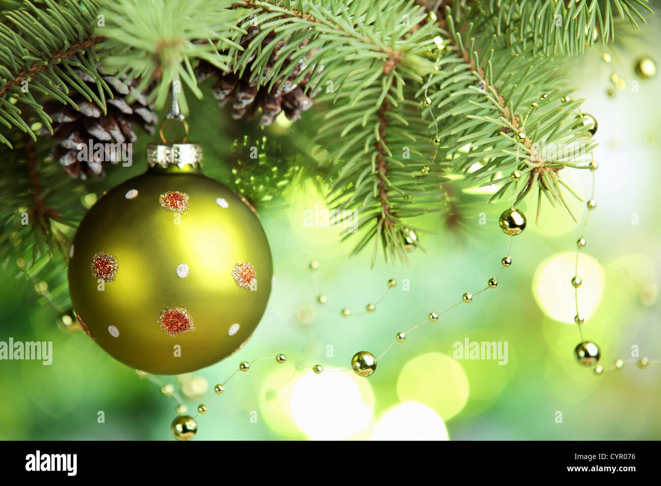 Closeup of Christmas ball from Christmas tree. Stock Photo