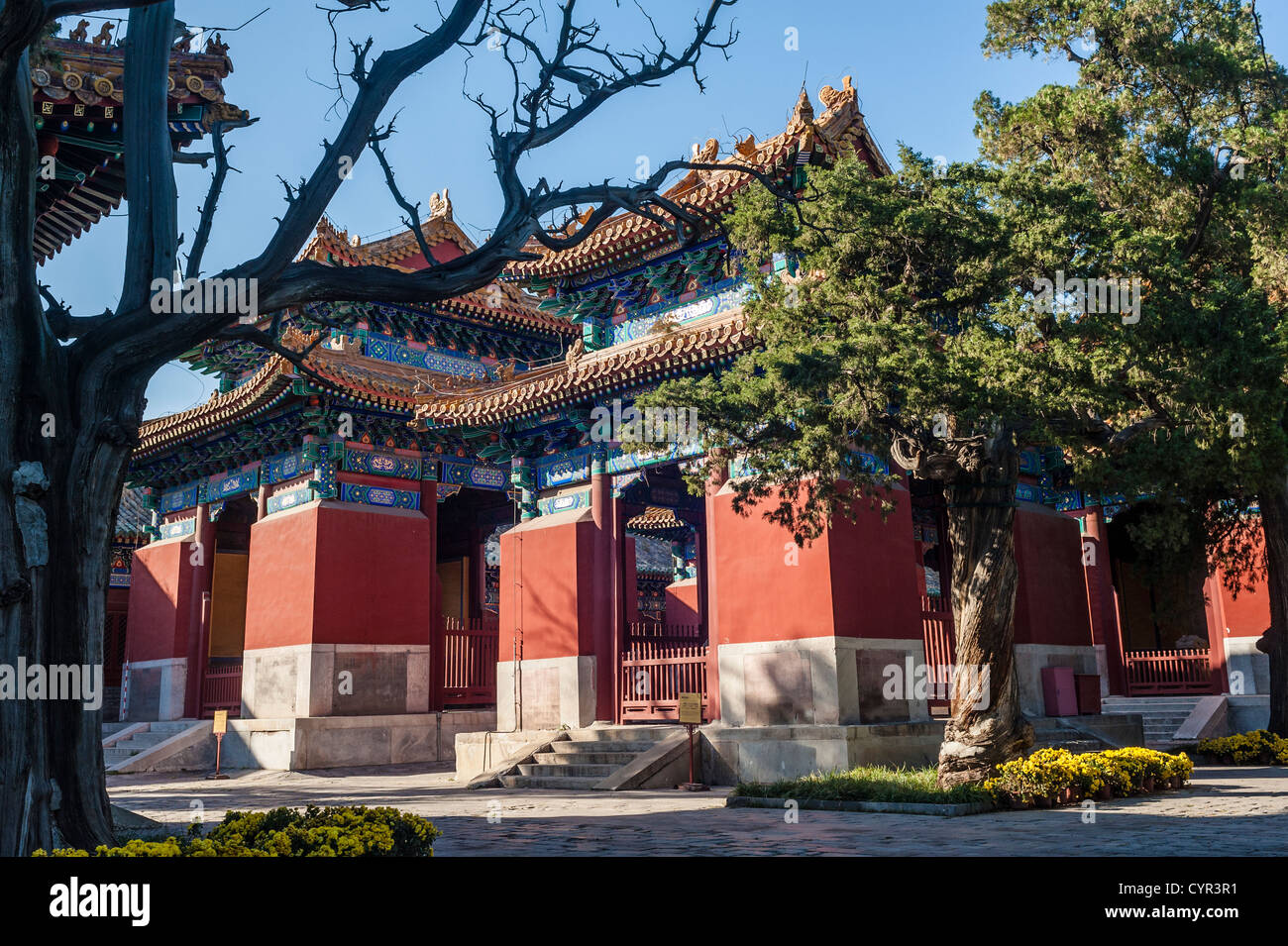 Stone-tablet pavilions at the yard of Confucian Temple, Beijing Stock Photo